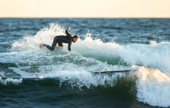 Waves, surfing, splash, surfer, sunlight, spray, extreme sport