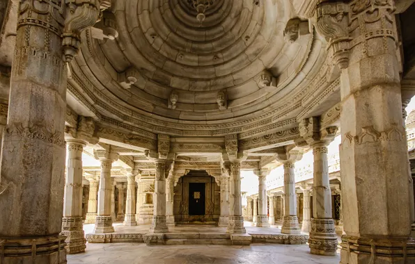 Картинка temple, marble, monument, pillar, rajasthan, ranakpur, jainism