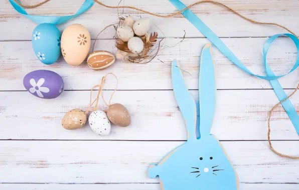Яйца, Пасха, wood, spring, Easter, eggs, bunny, decoration