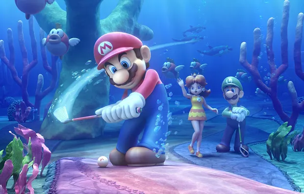 Картинка Nintendo, mario, Luigi, Mario Golf World Tour