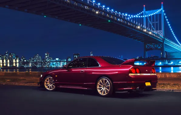Картинка Nissan, Car, Bridge, New York, NYC, Skyline, Sport, R33