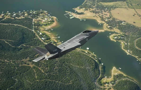 Земля, истребитель, полёт, бомбардировщик, Lightning II, F-35