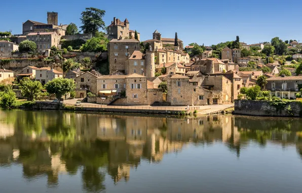 Франция, France, River Lot, средневековая архитектура, Puy L'Eveque, город Пюи-Л'Эвек у реки Лот, Medieval City