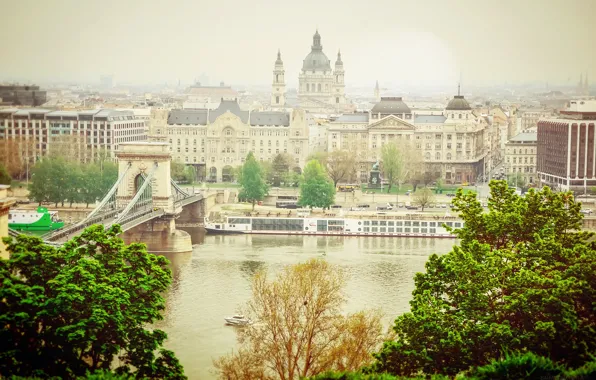Вода, свет, город, река, здание, освещение, Hungary, Будапешт