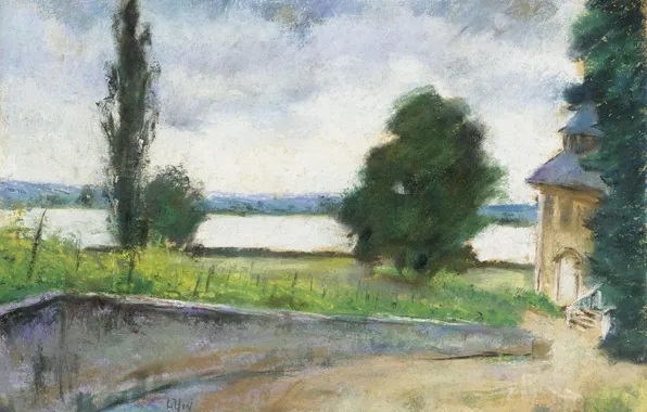 Пейзаж, картина, Лессер Ури, Lesser Ury, Дом у Озера