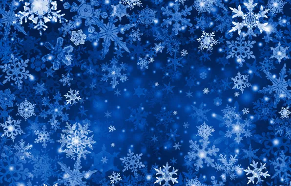 Картинка снег, синий, снежинка