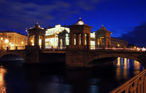 Подсветка, Санкт-Петербург, Фонтанка, мост Ломоносова