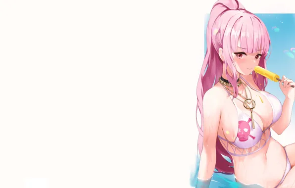 Girl, sexy, Anime, pink, bikini, popsicle, arknights, ice pop