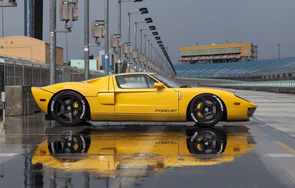 Картинка Ford, yellow, track, profile, hre, gt