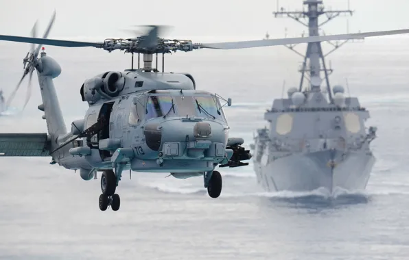 Картинка полет, вертолёт, многоцелевой, Seahawk, Sikorsky SH-60F, «Си Хок»