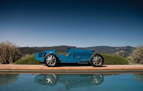 Ретро, 1927, Вид сбоку, Спортивный автомобиль, Bugatti Type 35C