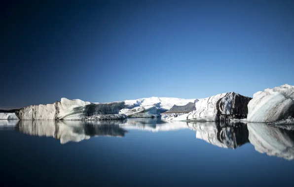 Ice, sky, sea, ocean, winter, snow, reflection, mirror