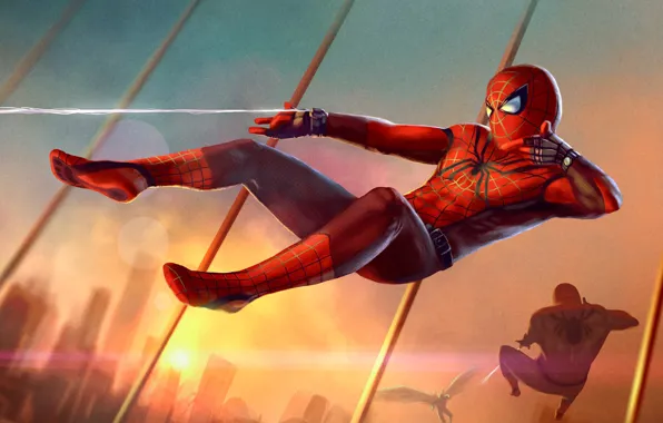 Фантастика, рисунок, паутина, арт, костюм, Marvel, комикс, Spider-Man