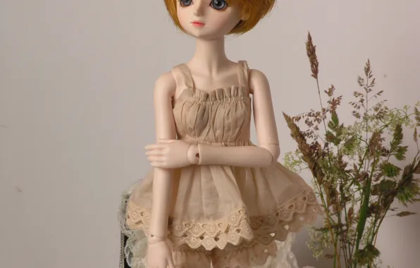 Кукла, платье, рыжая, doll, BJD, шарнирная кукла