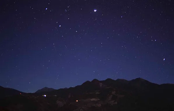 Sky, Stars, Night, Clear, Mountains, views