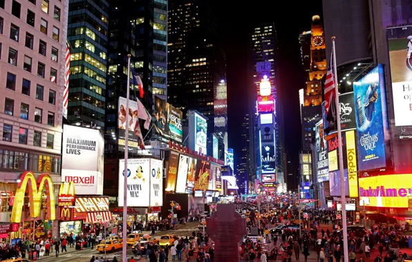 Картинка ночь, Нью-Йорк, TIMES SQUARE AT NIGHT