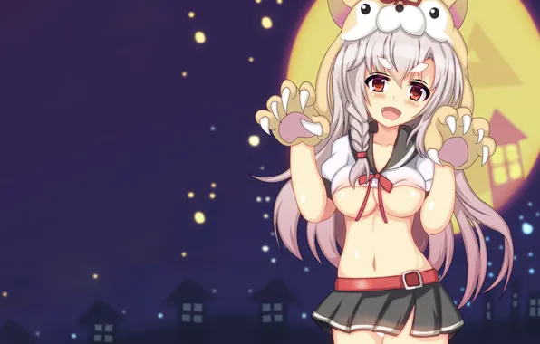 Girl, sexy, lingerie, cleavage, panties, long hair, boobs, anime