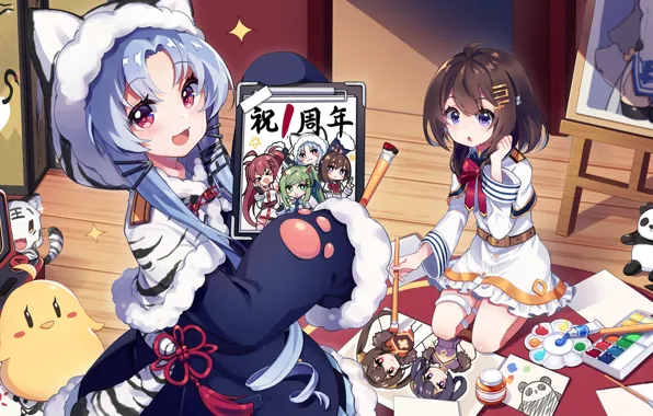 Комната, девочки, подружки, Azur Lane