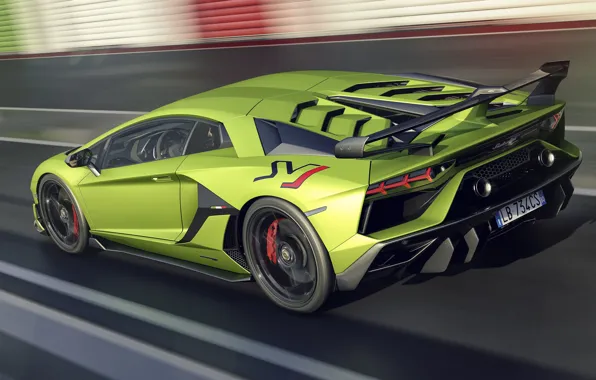 Скорость, Lamborghini, суперкар, вид сзади, 2018, Aventador, SVJ, Aventador SVJ