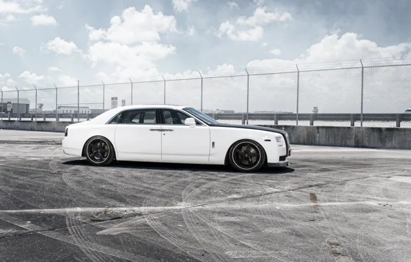 Car, тюнинг, Rolls-Royce, white, Ghost, tuning, автообои