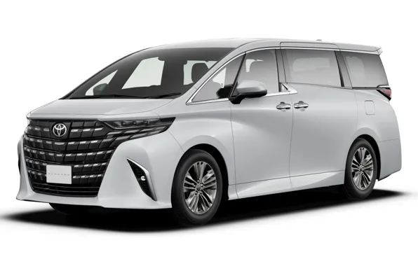 Белый фон, Toyota, Alphard, Тойота, минивен, Toyota Motor Corporation, 2023, Toyota Alphard