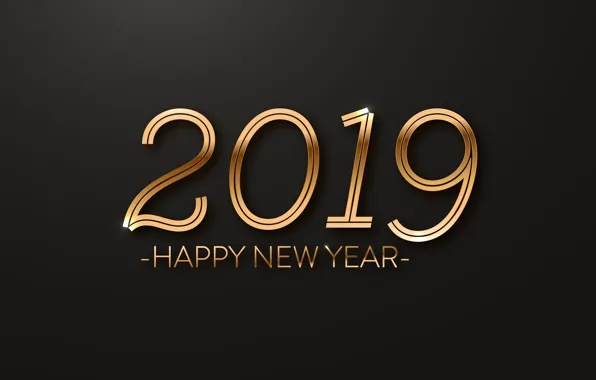 Золото, Новый Год, цифры, golden, черный фон, black, background, New Year