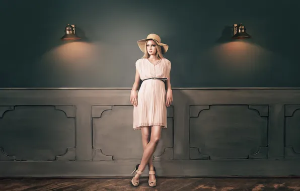 Девушка, поза, стена