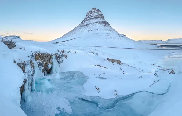 Снег, гора, Исландия, Kirkjufell