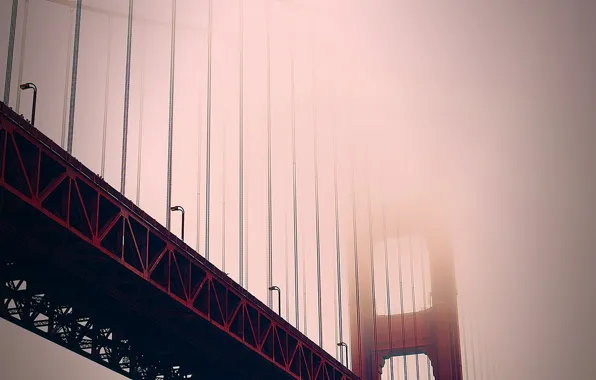 Картинка мост, город, туман