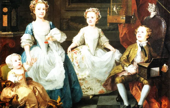 Портрет, картина, Уильям Хогарт, William Hogarth, Дети Грэхем