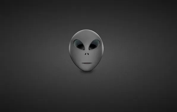 Картинка серый, черно-белый, минимализм, голова, инопланетянин, пришелец