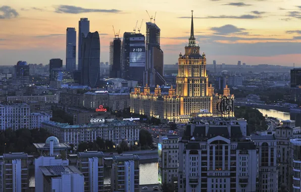 Река, здания, панорама, Москва, Россия, Дорогомилово