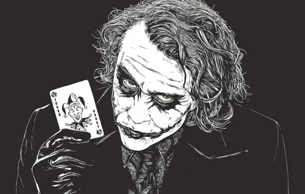 Карта, арт, Джокер, злодей, ч\б, Joker, DC Comics, враг Бэтмена