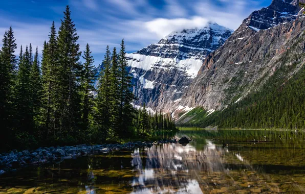 Горы, озеро, Канада, Jasper National Park, парки