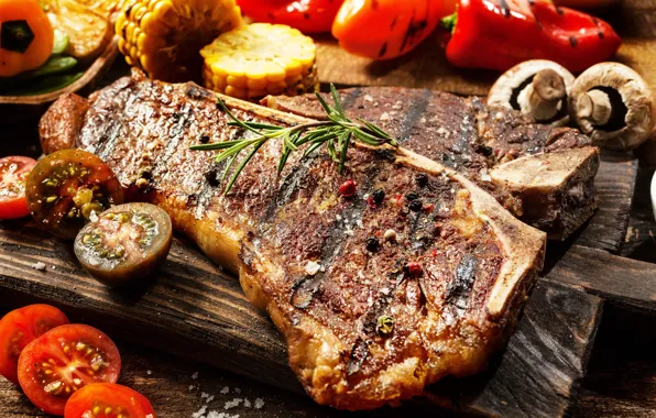 Грибы, мясо, перец, овощи, помидоры, специи, mushrooms, tomatoes