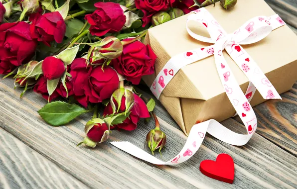 Картинка любовь, цветы, подарок, романтика, розы, бантик, romantic, Valentine's Day
