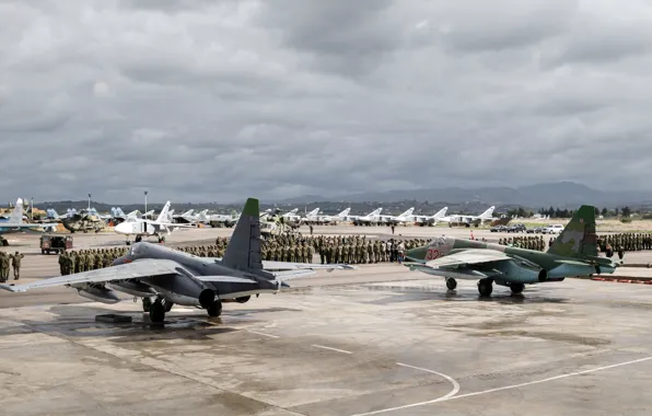 Картинка самолёты, вертолёты, Ми-8АМТШ, Сирия, Су-24М, ВКС России, Су-25СМ