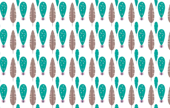 Белый, фон, Green, grey, background, pattern, feathers