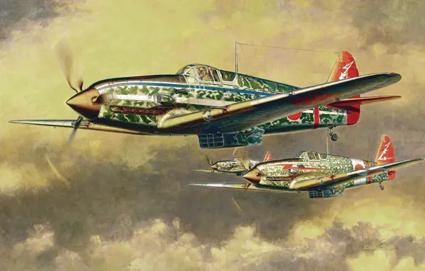 Картинка aircraft, war, art, painting, aviation, drawing, ww2, japanese aircraft