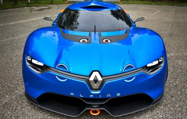Машина, Concept, лого, Renault, передок, ромб, рено, Alpine