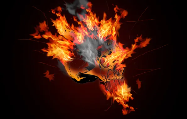 Картинка огонь, пламя, череп