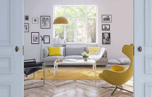 Дизайн, интерьер, софа, гостиная, скандинавский стиль, by Aurelien Brion architecte, Scandinave light