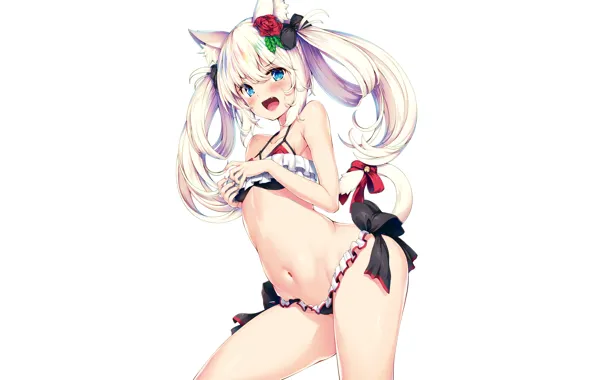 Girl, sexy, cleavage, long hair, boobs, anime, blue eyes, beautiful