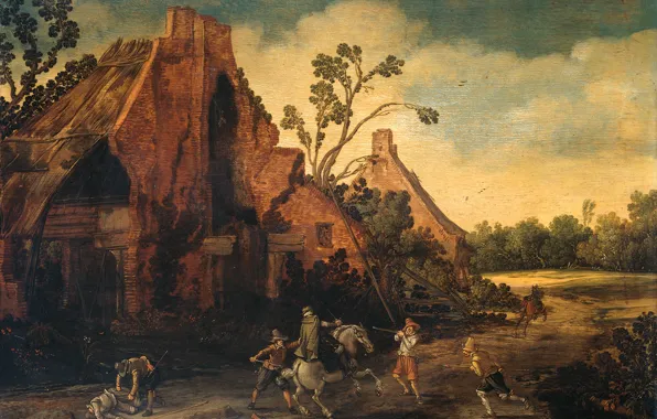 Масло, картина, Эсайас ван де Велде, Esaias van de Velde, 1616, Ограбление