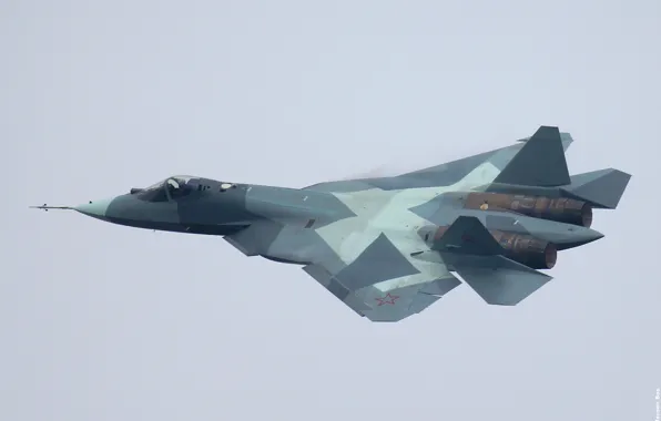 Небо, истребитель, самолёт, Sukhoi, российский, многоцелевой, пятого поколения, T-50-2