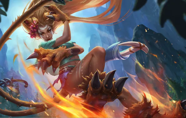 Девушка, лапы, хвост, когти, Wildcat, Heroes of Newerth, Night Hound