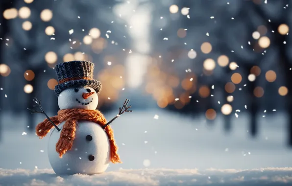Зима, снег, Рождество, Новый год, снеговик, Christmas, winter, snow