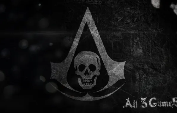 Картинка флаг, Assassin’s Creed IV: Black Flag, символ, ассасины, череп