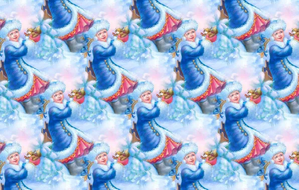 Картинка фон, праздник, текстура, девочка, Новый год, снегурочка, белочка