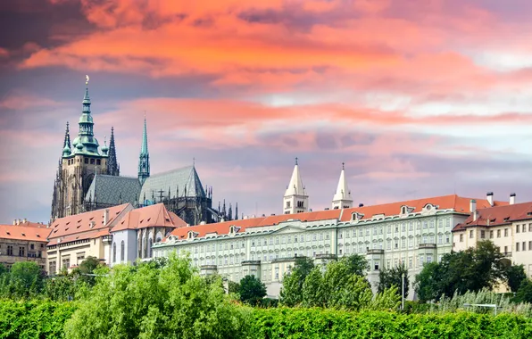 Небо, город, фото, дома, Прага, Чехия